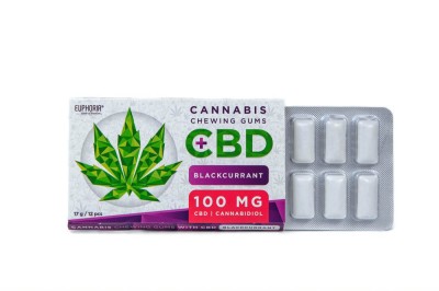 Guma de mestecat CBD, Euphoria, 100mg, Coacaze foto