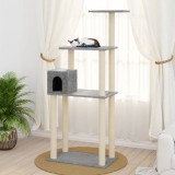 VidaXL Ansamblu pisici cu st&acirc;lpi din funie de sisal gri deschis 147 cm