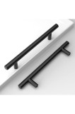 UK0024 Pachet de 10 m&acirc;nere de dulap din oțel inoxidabil negru, distanță &icirc;ntre găuri 128 mm, m&acirc;nere de dulap pentru