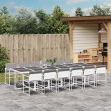 Gossi set mobilier de gradina, 13 piese, cu perne, alb, textilena