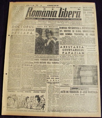 1947 ROMANIA LIBERA Nr 761 arestari traficanti, seceta Moldova, desen Nell COBAR foto