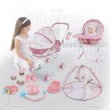 Set de Joacă cu Papusa Bebelus, 17 Piese, Roz, Sunete, 3+ Ani, Oem