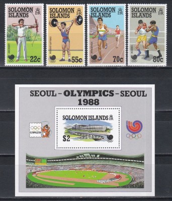 Solomon 1988 - Jocurile Olimpice - Seul, Serie + Colita, MNH foto