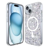 Husa cu sclipici iPhone 15 Techsuit Sparkly Glitter MagSafe, alb
