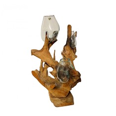 3 Boluri de sticla turnate in radacina de lemn exotic