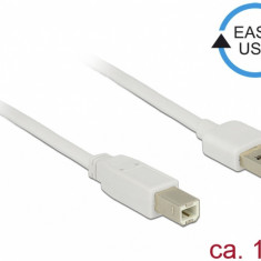 Cablu EASY-USB 2.0 tip A la USB-B T-T 1m Alb, Delock 83686