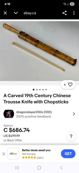 Set vintage chinezesc cutit si bete sec. XIX