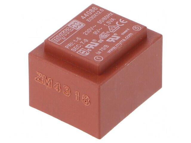 Transformator &icirc;ncapsulat 1,5VA 230VAC 9V 167mA PCB