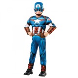 Cumpara ieftin Costum Captain America Deluxe cu muschi pentru baieti 5-6 ani 116 cm