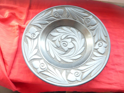 Farfurie decorativa Ceramica Neagra Marginea ,h=4cm ,d.=28cm ,motive florale lus foto