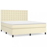 Cumpara ieftin Pat box spring cu saltea, crem, 180x200 cm, piele ecologica