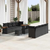 VidaXL Set de canapele pentru grădină 11 pcs Negru 90 x 55 x 71 cm
