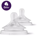 Tetina Philips Avent Natural Response SCY966/02, +6 luni, tetina care functioneaza ca sanul mamei, tetina fara scurgeri, debit 6, pentru lichide cu de