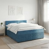 Cumpara ieftin Pat boxspring cu saltea Albastru inchis 140 x 190 cm Catifea