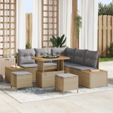 Cumpara ieftin Set de canapele pentru grădină cu pernă 8 pcs Bej Rattan poli