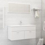 Set mobilier de baie, alb, lemn prelucrat