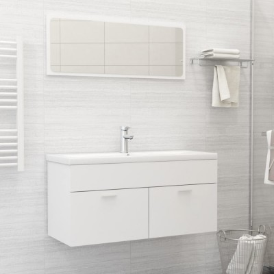 Set mobilier de baie, alb, lemn prelucrat foto