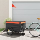 VidaXL Remorcă pentru biciclete, negru și portocaliu, 45 kg, fier