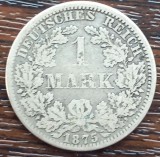 Moneda Argint Germania 1 Mark 1875 A, Argint German, Necuratata