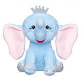 Jucărie Plus, Model Elefant, Urechi Mari, Glitter Argintiu, Ciel, 21 cm, Coroană, Oem