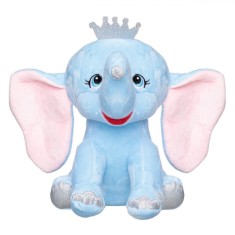 Jucărie Plus, Model Elefant, Urechi Mari, Glitter Argintiu, Ciel, 21 cm, Coroană