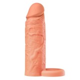 Mansoane pentru penis - Dorinta Ascunsa Infern Prelungitor pentru Penis cu Inel de Prindere din Silicon Lichid 15 cm Culoare Deschisa