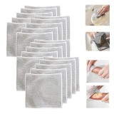 Cumpara ieftin Set 20 lavete abrazive care nu zgarie, reutilizabile, pentru curatarea grasimii, murdariei si legumelor, uscare rapida, poliester, 20 x 20 cm, arginti