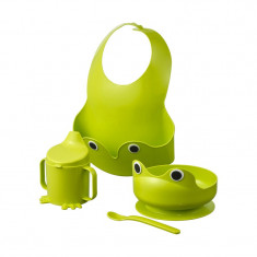 Set de masa pentru copii, 4 piese, plastic, Verde