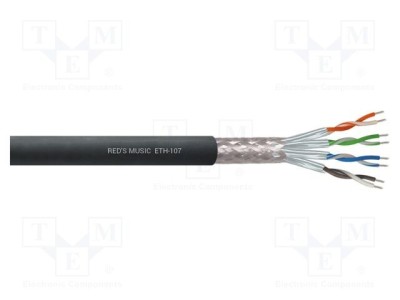 Cablu S/FTP Cat 7 litat 8 fire PVC negru 500m Reds Music foto