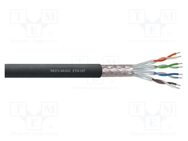 Cablu S/FTP Cat 7 litat 8 fire PVC negru 500m Reds Music