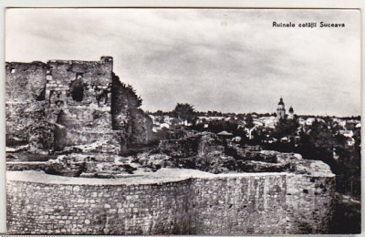bnk cp Ruinele cetatii Suceava - Vedere - circulata foto
