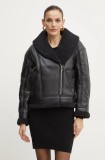 Bardot geaca DASHA femei, culoarea negru, de tranzitie, oversize, 59469JB