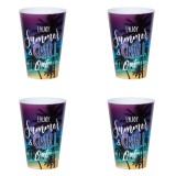 Set 4 Pahare din Plastic Multicolore, 400 ml, Model de Vară, CMCLASS