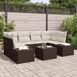 vidaXL Set de canapele pentru grădină 7 pcs Maro Rattan poli