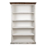 Cumpara ieftin Biblioteca lemn alb maro vintage 120x36x195 cm