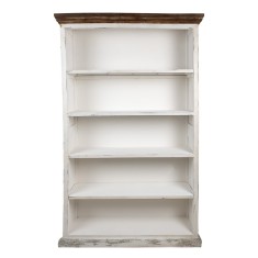 Biblioteca lemn alb maro vintage 120x36x195 cm