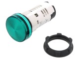 Lumină de control LED 120V, verde, 22mm
