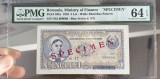 5 lei 1952 specimen PMG64 UNC bancnota gradata