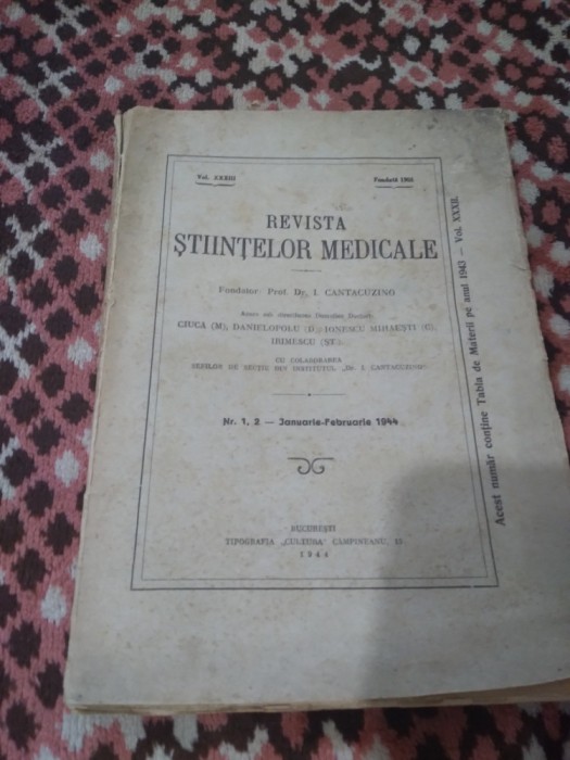 REVISTA STIINTELORMEDICALE NR.1-2 1944&#039;233 PAG
