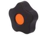 Buton Reglabil ELESA+GANTER 50mm, Filet M8, Lungime Filet 20mm, Inaltime 32mm, Capac Portocaliu