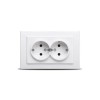 Priza Dubla Incastrata Ovivo Mina, Alb, 2 Module, 220V, cu Impamantare