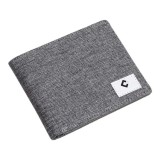 Portofel barbatesc Capelina, 11.5 x 9.5 x 1.5 cm, poliester, piele PU, gri