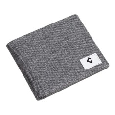 Portofel barbatesc Capelina, 11.5 x 9.5 x 1.5 cm, poliester, piele PU, gri