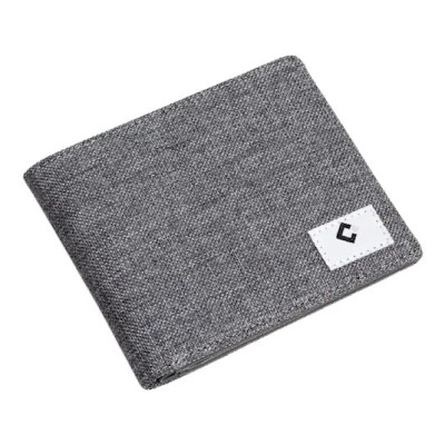 Portofel barbatesc Capelina, 11.5 x 9.5 x 1.5 cm, poliester, piele PU, gri foto