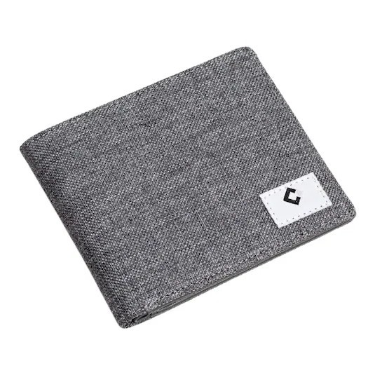 Portofel barbatesc Capelina, 11.5 x 9.5 x 1.5 cm, poliester, piele PU, gri