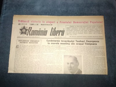 ZIARUL ROMANIA LIBERA 29 NOIEMBRIE 1950 CUVANTARE TEOHARI GEORGESCU foto