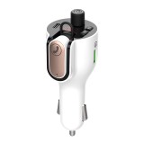Modulator FM Bluetooth 5.0 Car Kit Handsfree USB QC3.0, Slot SD Card, Redare MP3/WMA/WAV/APE/FLAC, Detectare Voltaj Baterie, Alb