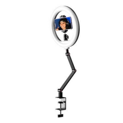 Suport telefon cu montare pe birou cu Ringlight Apexel APL-FL20 foto