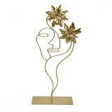 Decoratiune Metalica Aurie Fata cu Flori 16x37cm, Oem