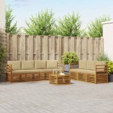 vidaXL Seturi de canapele 8 pcs Natural și Bej Lemn Solid de Acacia 3374473